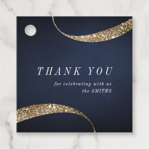 Modern classy minimalist blue and gold favour tags