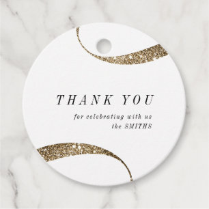 Modern classy minimalist gold and white favour tag
