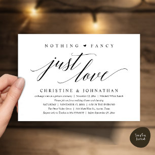 Modern Classy Nothing Fancy, Just Love, Reception Invitation