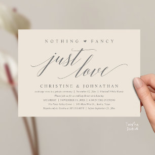 Modern Classy Nothing Fancy, Just Love, Reception Invitation