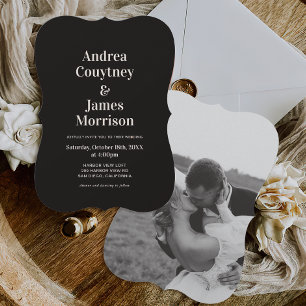 Modern Classy Photo Black Wedding Invitation