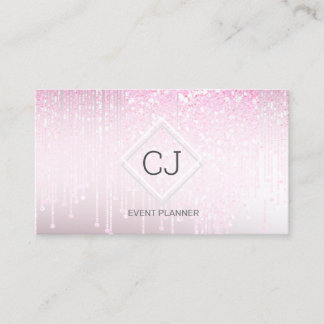 Modern Classy Pink Blush Glitter Crystal Dripping Business Card