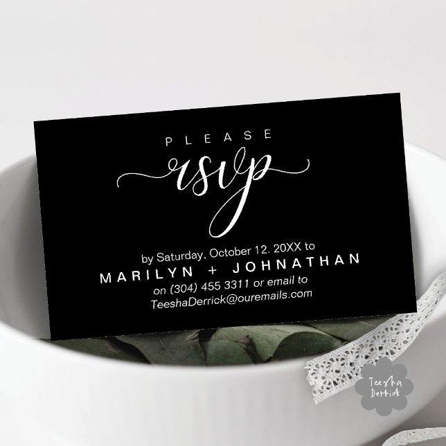 Modern Classy RSVP Wedding Website Reminder Enclosure Card (Modern Classy RSVP Wedding Website Reminder Enclosure Card Classy Black White)