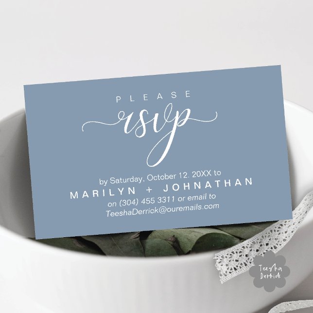 Modern Classy RSVP Wedding Website Reminder Enclosure Card (Modern Classy RSVP Wedding Website Reminder Enclosure Card Dusty Blue)