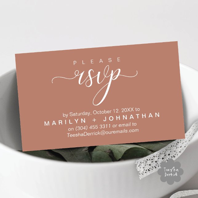 Modern Classy RSVP Wedding Website Reminder Enclosure Card (Modern Classy RSVP Wedding Website Reminder Enclosure Card Terracotta Brown Earthy)