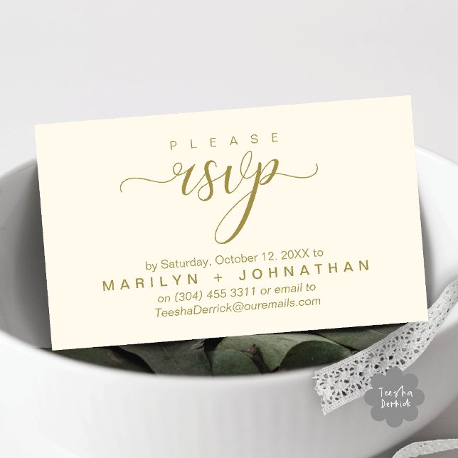 Modern Classy RSVP Wedding Website Reminder Enclosure Card (Modern Classy RSVP Wedding Website Reminder Enclosure Card Yellow Gold)