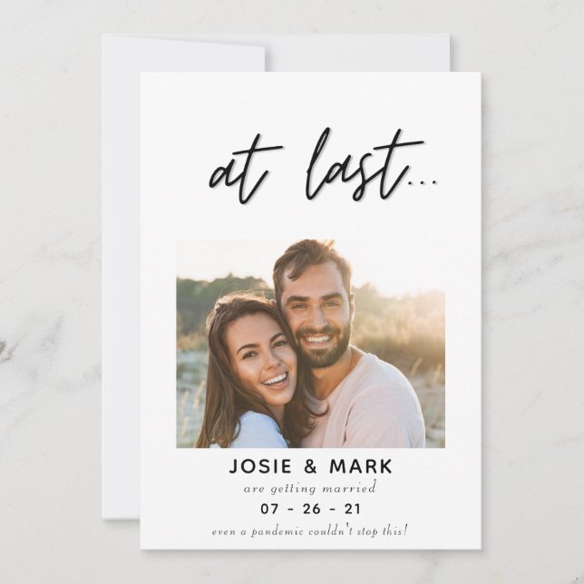 modern classy script finally photo save the date (Front)