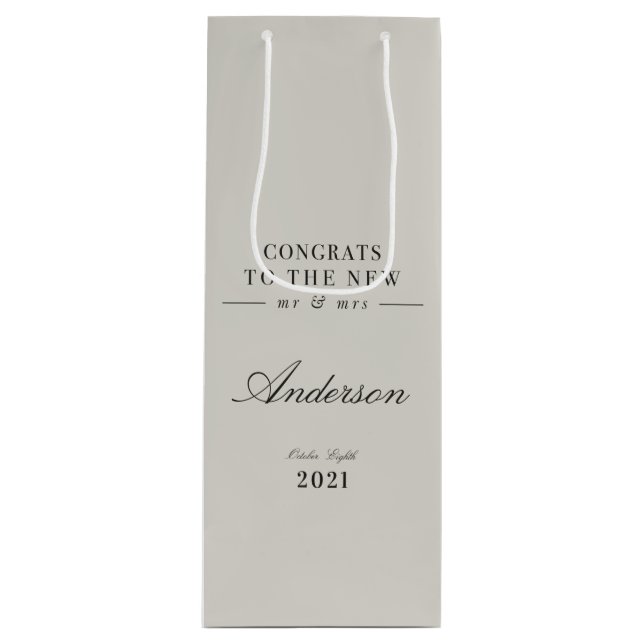 Modern classy typography Mr and Mrs wedding  Wine Gift Bag (Front)