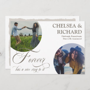 Modern Classy Unique Two Photo Engagement Announcement
