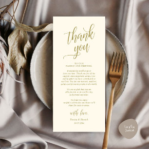 Modern Classy Wedding Dinner Thank You Card
