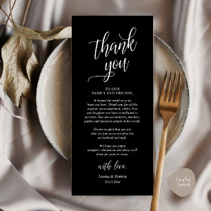 Modern Classy Wedding Dinner Thank You Card
