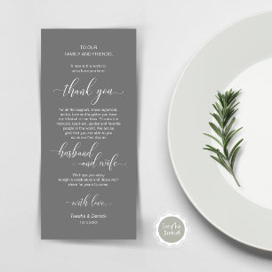 Modern Classy Wedding Place Setting Thank You Card