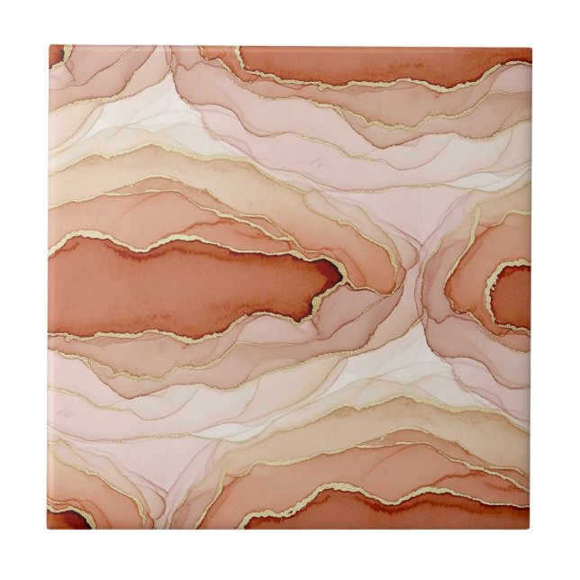 Modern Clay Marble Gold Abstract Flow Tile (Front)