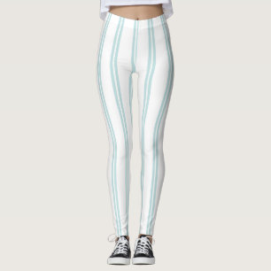 Modern Clean and Fresh Light Blue and White Leggings
