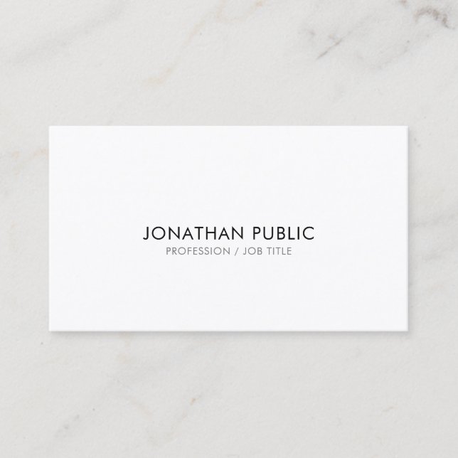 Modern Clean Chic Elegant White Professional Plain Business Card (Front)