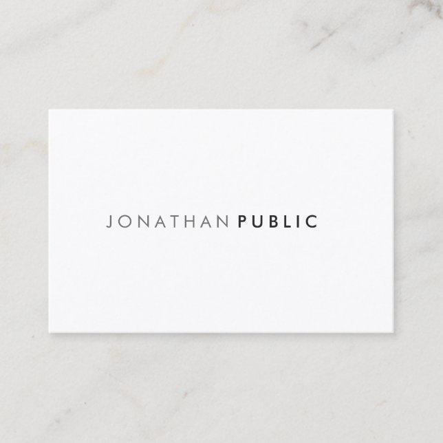 Modern Clean Design Professional Elegant Plain Top Business Card (Front)
