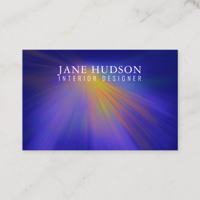 Modern Clean Elegant Design Colourful Light on Blu Business Card (Front)