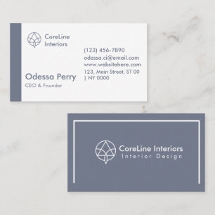 Modern Clean Geometric Navy Gray Scheme Minimalist Business Card