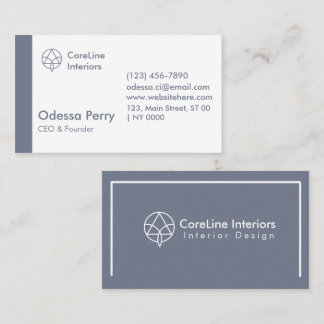 Modern Clean Geometric Navy Grey Scheme Minimalist Business Card