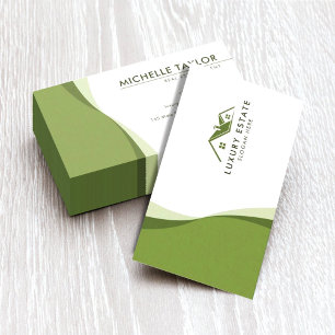 Modern & Clean Green Wave Real Estate Business Card