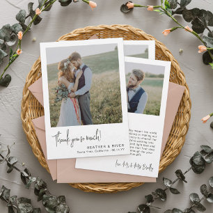 Modern Clean Grey Text Personalised Photo Wedding Thank You Card