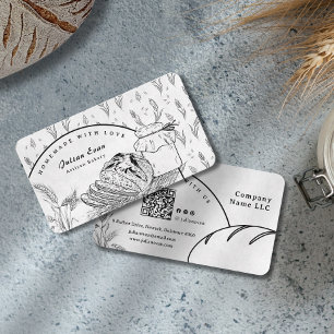 Modern Clean Hand Sketch Sourdough Homemade Bread Business Card