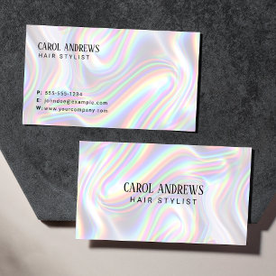 Modern Clean Holographic Hairdresser Business Card