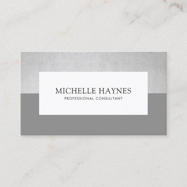 Modern Clean Luxe Minimalist Professional Grey Business Card (Front)