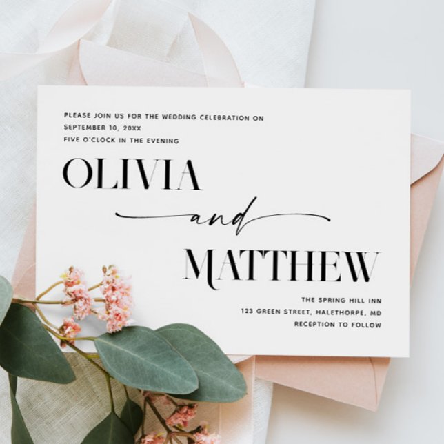Modern clean minimalist photo wedding + QR details Invitation (Creator Uploaded)
