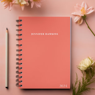 Modern Clean Pink Monogram 2024 Weekly Personal Planner