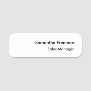 Modern Clean Plain Black & White Minimalist Name Tag