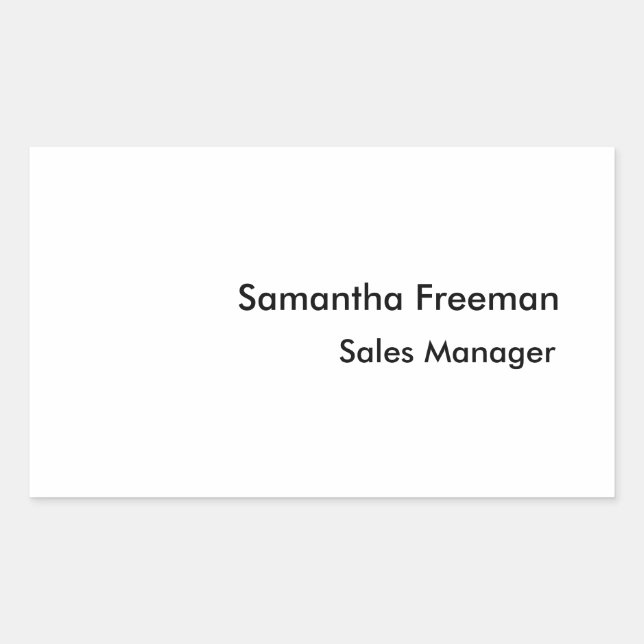 Modern Clean Plain Black & White Minimalist Rectangular Sticker (Front)