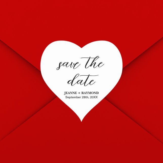 Modern Clean Save the date Wedding Announcement Heart Sticker (Creator Uploaded)