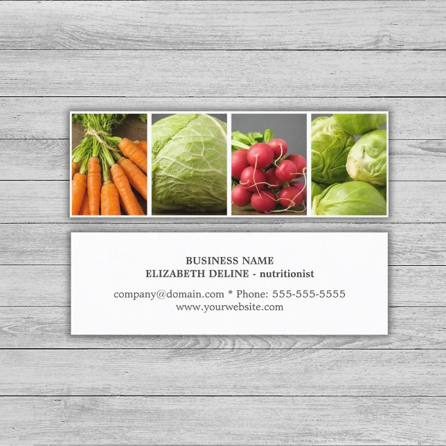 Modern Clean Vegetables Photo Nutritionist Mini Business Card (Creator Uploaded)