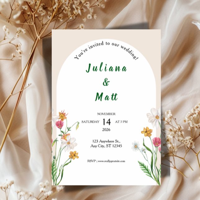 Modern Clean Wedding Invitation Template  (Modern Outdoor Wedding Invitation | Clean Playful Typography Template)