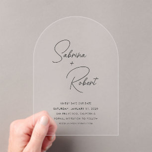 Modern Clean Wedding Save the Date Acrylic Invitations