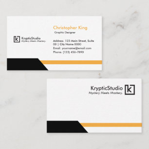 Modern Clean White Bold Geometric KrypticStudio Business Card