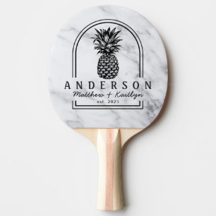 Modern Clean White Pineapple Wedding Arch &Name Ping Pong Paddle