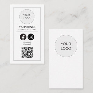 Modern Clean White QR Code Social Media Business Card