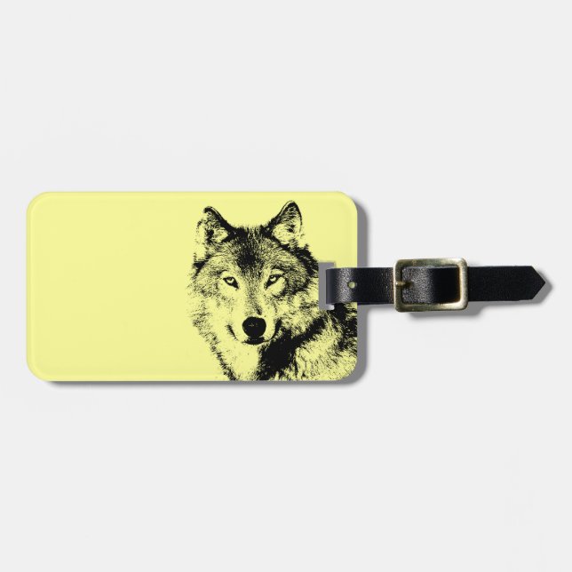 Modern Clean Yellow Wolf Customise Luggage Tag (Front Horizontal)
