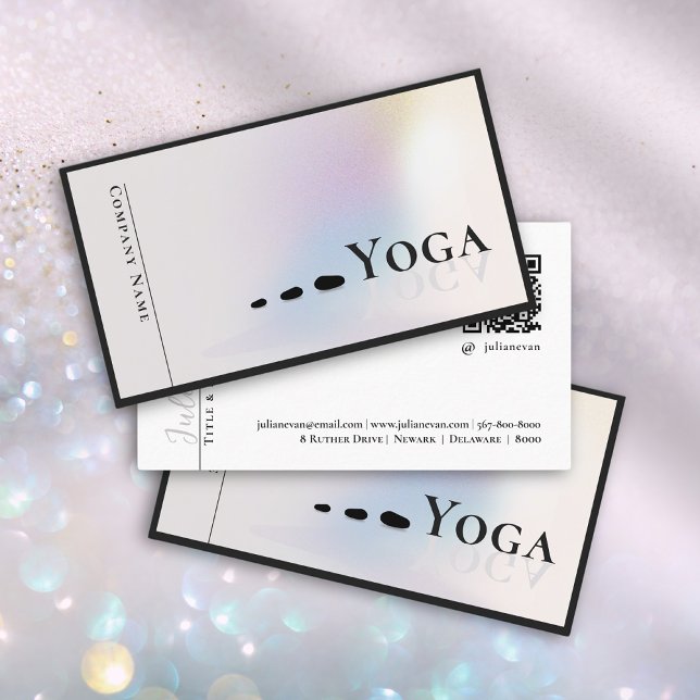 Modern Clean Yoga Instructor Holographic Silver Business Card (Creator Uploaded)