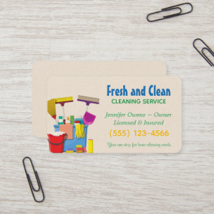 Modern Cleaning Bucket Housekeeping Service Business Card