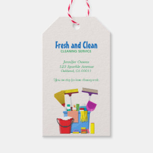 Modern Cleaning Bucket Housekeeping Service Gift Tags