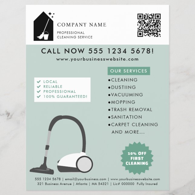Modern Cleaning Cleaner Services Logo Green Flyer (Front)