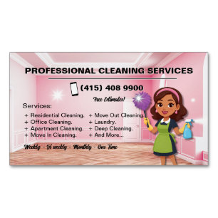 Modern Cleaning Service Magnetic Business Card