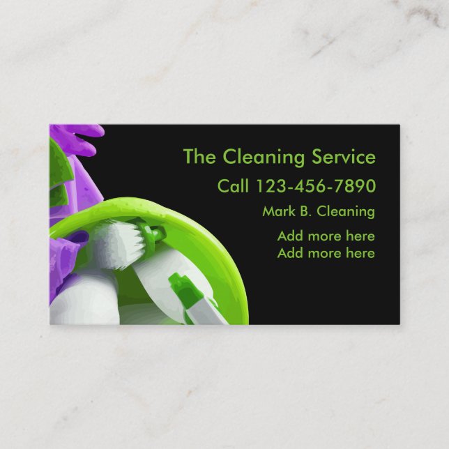 Modern Cleaning Service Powerful Business Card (Front)