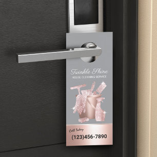 Modern Cleaning Service Rose Gold Housekeeping Door Hanger