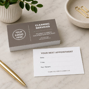 Modern Cleaning Services Logo Taupe Appointment Card