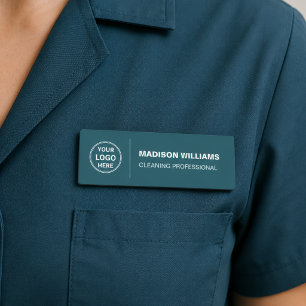 Modern Cleaning Services Logo Teal Name Tag