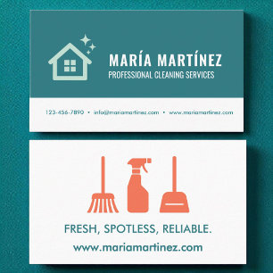 Modern Cleaning Services Logo Teal Professional Business Card